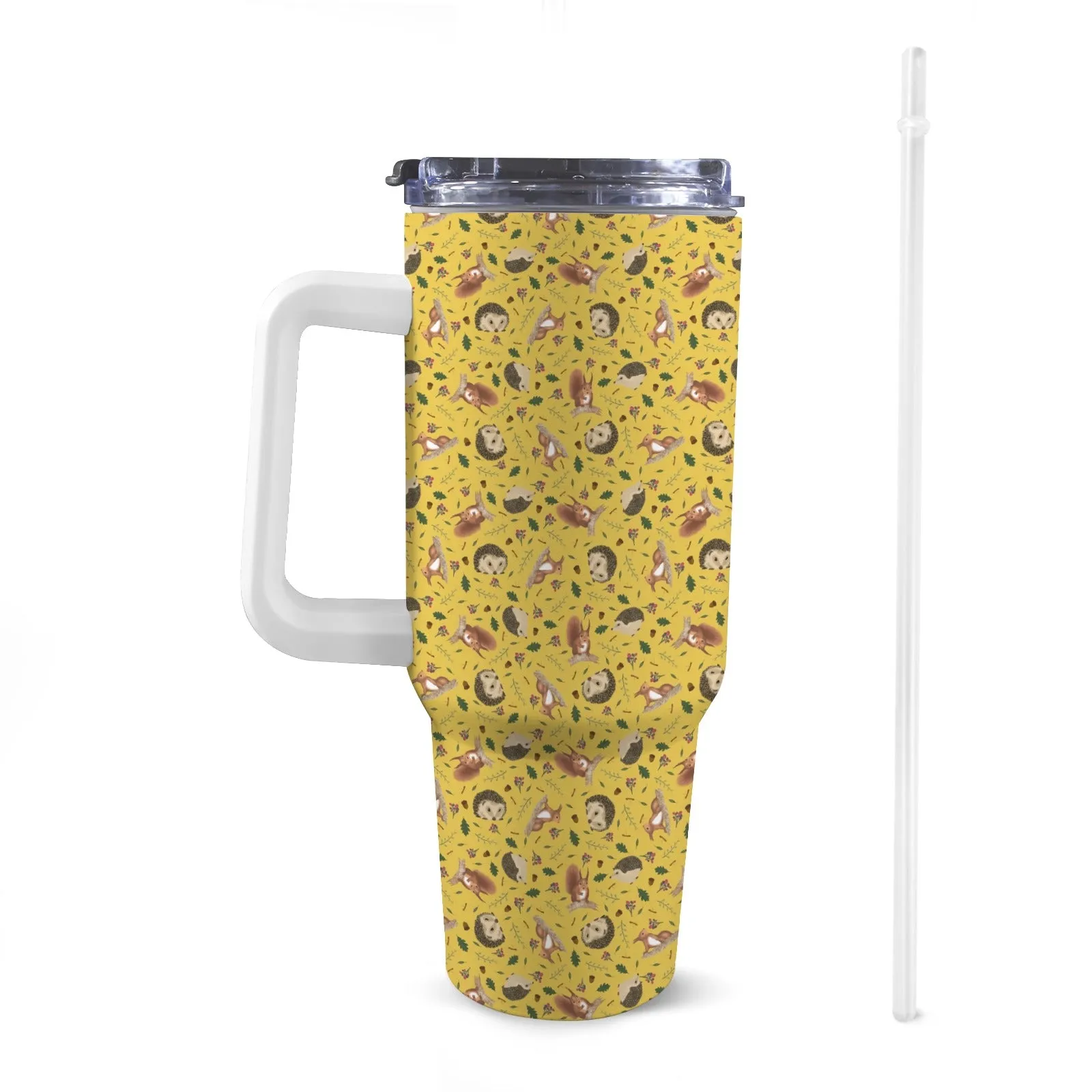 Extra Large Stainless Steel Insulated Travel Flask with Straw and Handle - Fun Patterns, Bold Colours