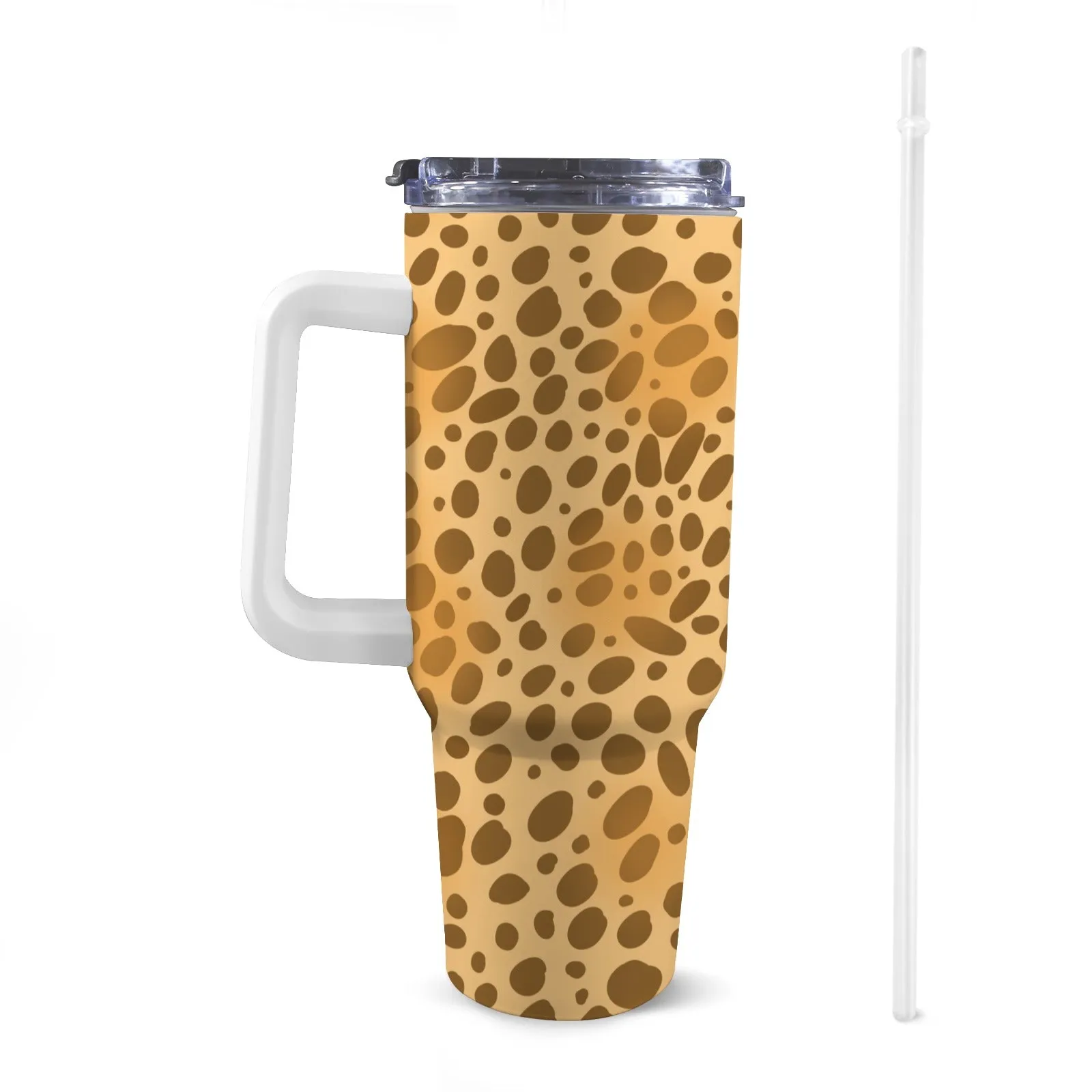 Extra Large Stainless Steel Insulated Travel Flask with Straw and Handle - Fun Patterns, Bold Colours
