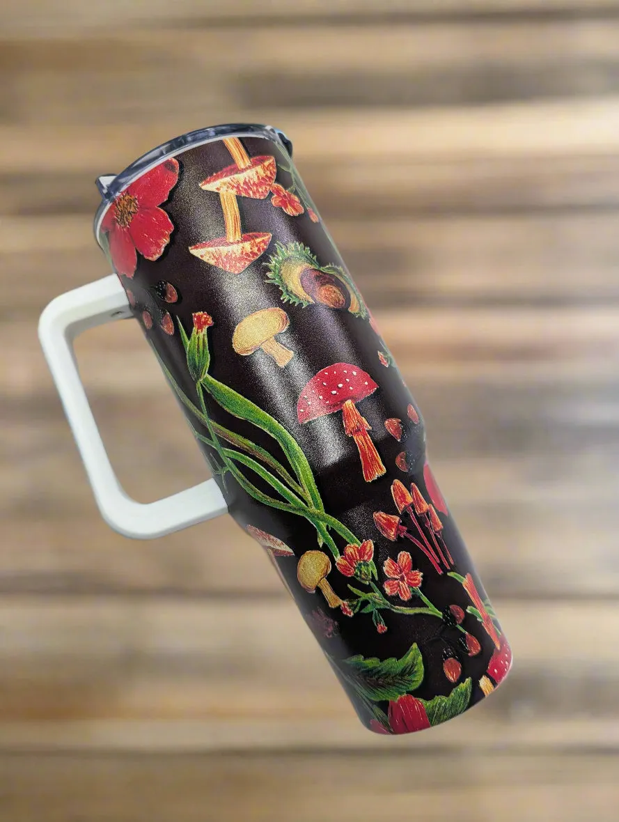 Extra Large Stainless Steel Insulated Travel Flask with Straw and Handle - Fun Patterns, Bold Colours