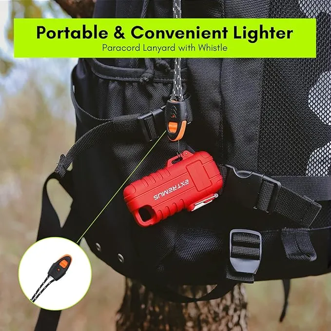 Extremus Blaze 360 Rechargeable Electric Lighters, Dual Arc Lighter, Windproof Plasma Lighter, Waterproof Lighter, Flameless Lighter with Whistle Lanyard for Camping (Blue Flex)