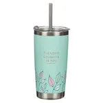 First my Mother, Always my Friend Green Stainless Steel Travel Tumbler with Straw - Isaiah 62:4 18oz
