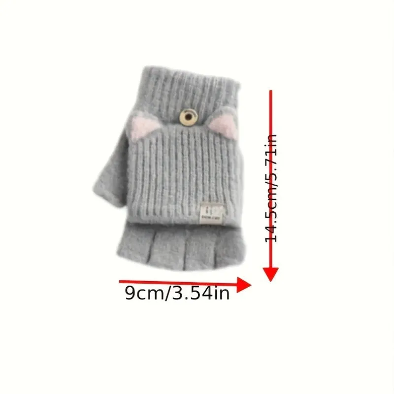 Fleur - Acryl Kattenoren Convertible Vingerloze Handschoenen met Knoopsluiting
