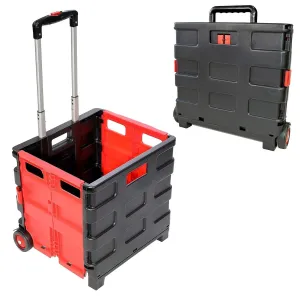 Folding Shopping Trolley Cart Rolling Car Boot Foldable Storage Box Large 35kg