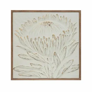 FRAMED EMBOSSED PROTEA FLOWER WALL DECOR