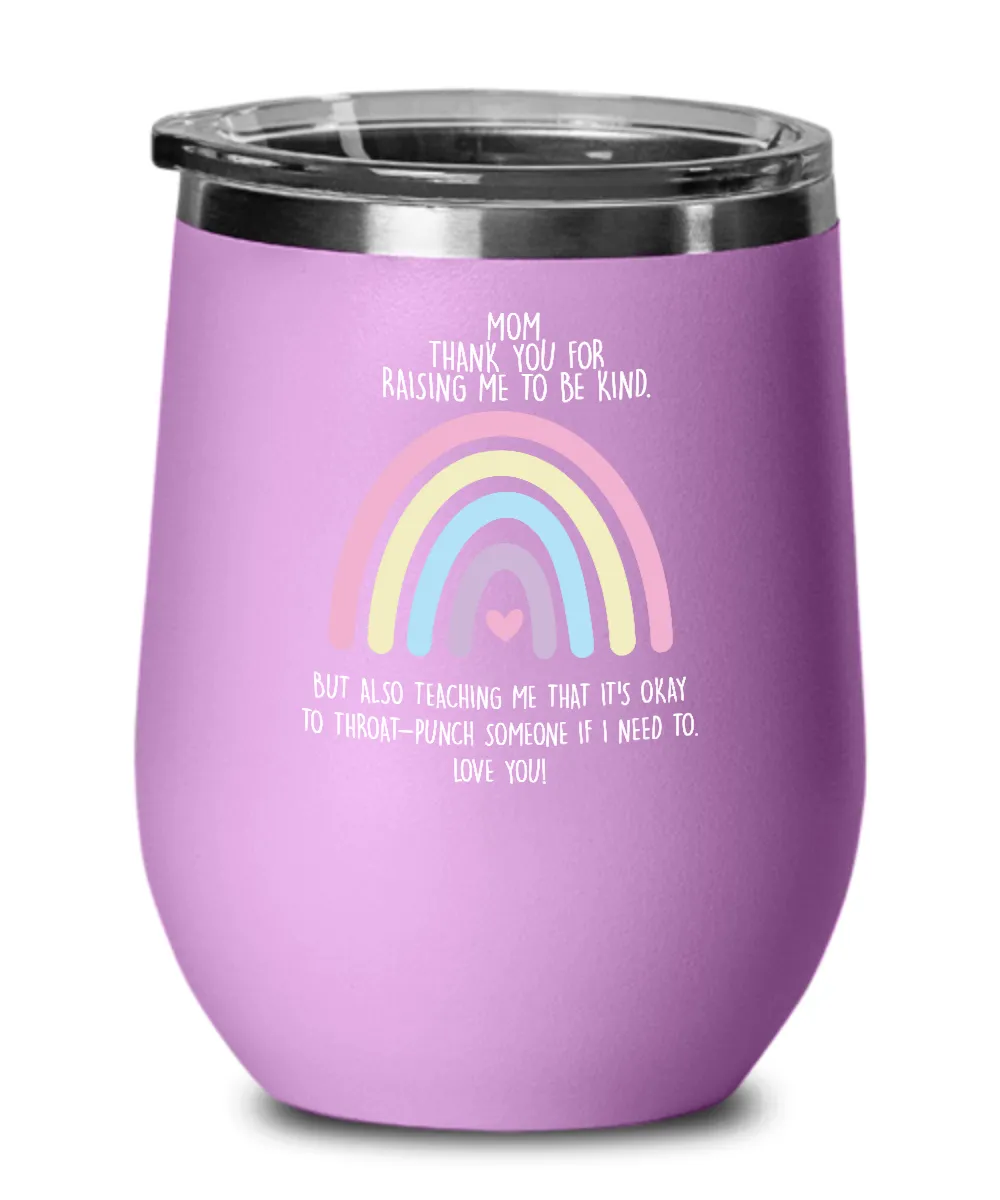 Funny Mom Wine Tumbler Throat Punch Insulated Wine Tumbler 12oz Travel Cup