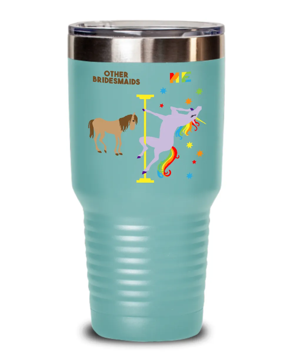 Gift For Bridesmaid Rainbow Unicorn Mug Cute Insulated Drink Tumbler Travel Coffee Cup