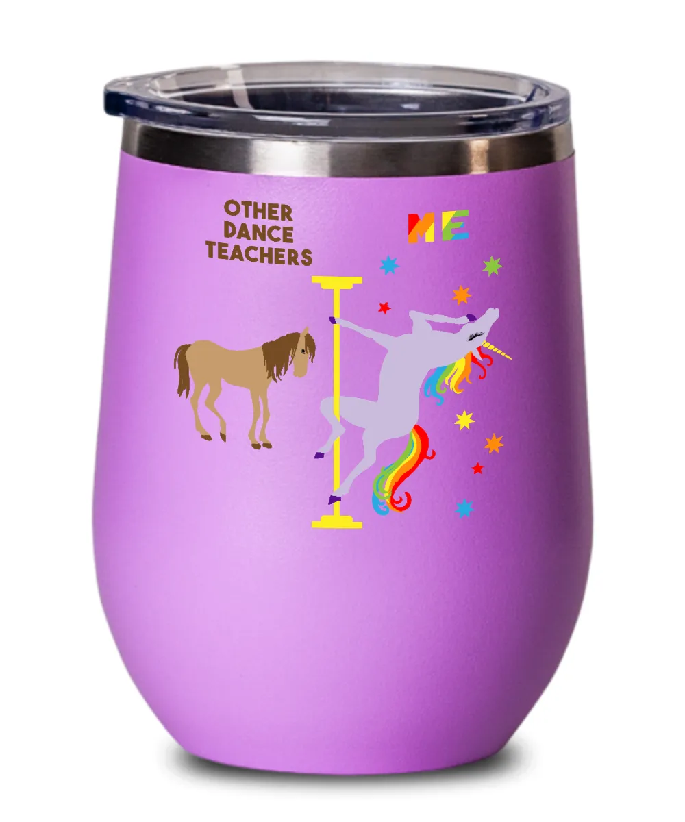 Gift For Dance Teacher Rainbow Unicorn Insulated Wine Tumbler 12oz Travel Cup