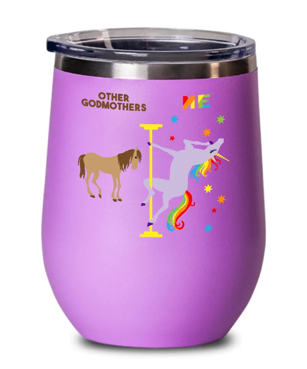 Gift For Godmother Rainbow Unicorn Insulated Wine Tumbler 12oz Travel Cup