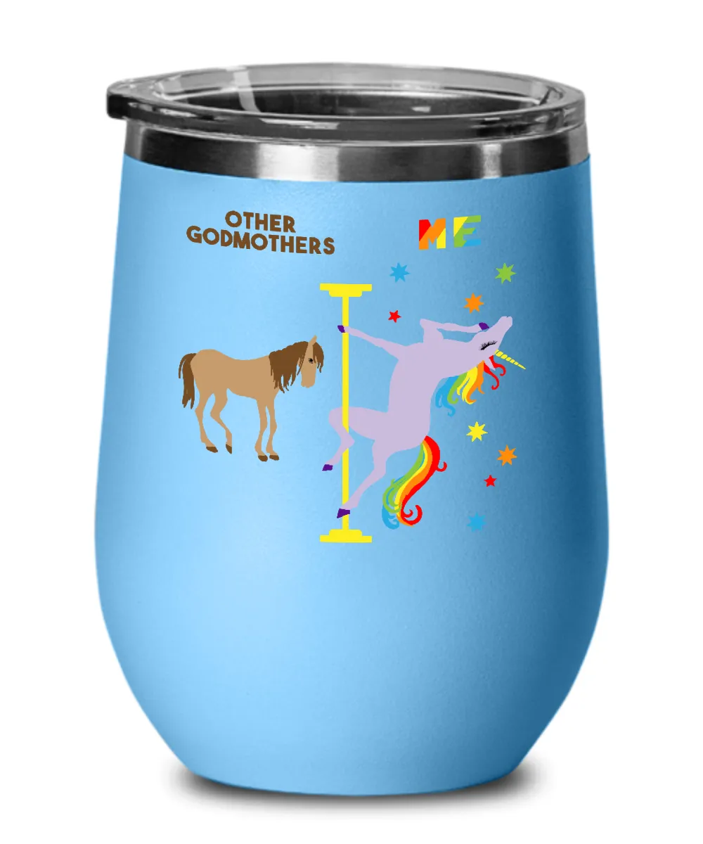 Gift For Godmother Rainbow Unicorn Insulated Wine Tumbler 12oz Travel Cup