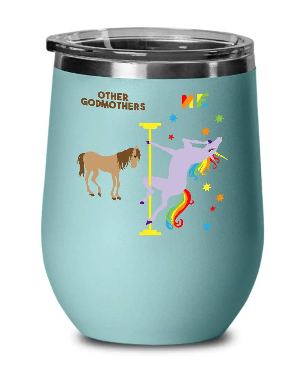 Gift For Godmother Rainbow Unicorn Insulated Wine Tumbler 12oz Travel Cup