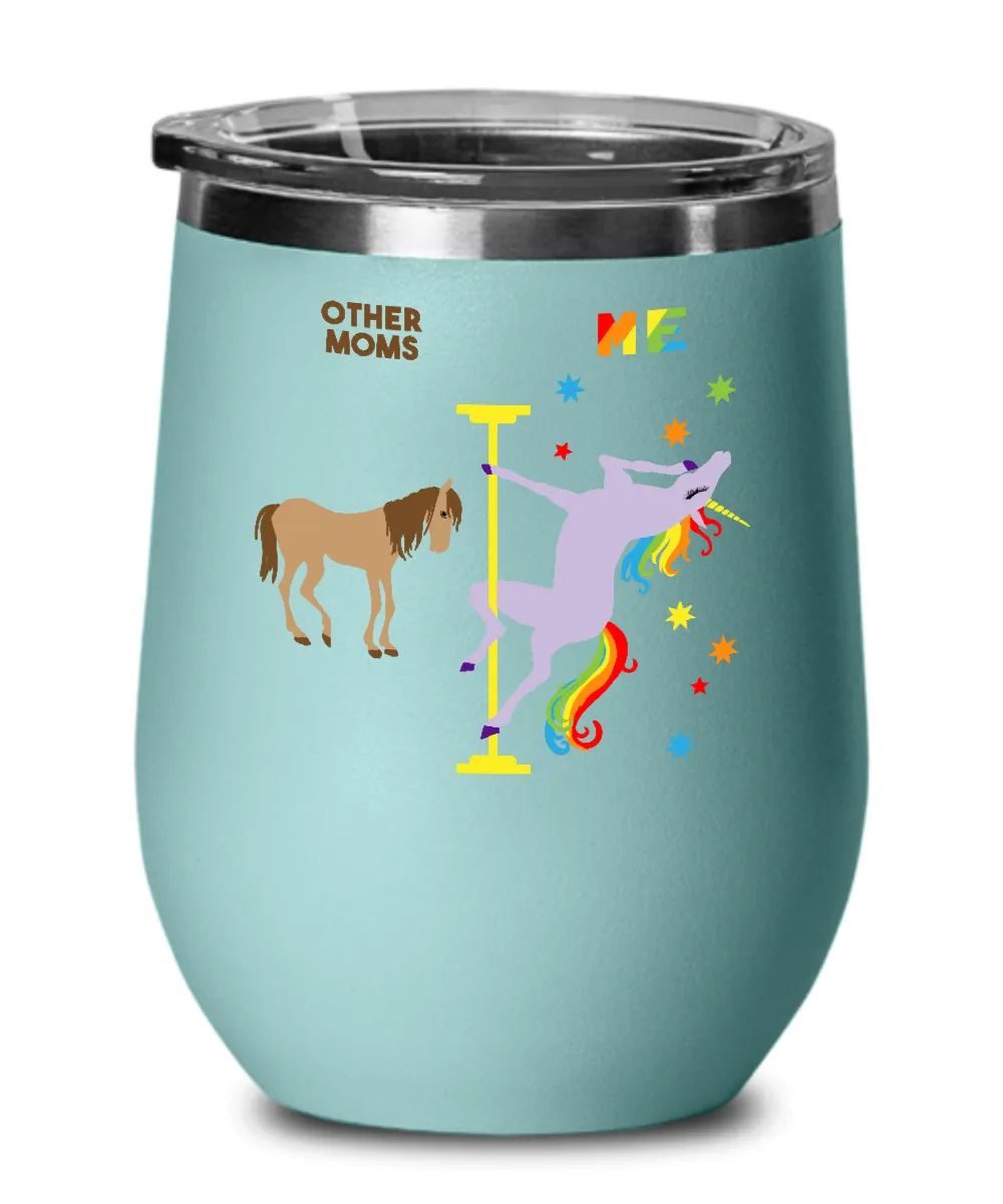 Gift For Mom Rainbow Unicorn Insulated Wine Tumbler 12oz Travel Cup