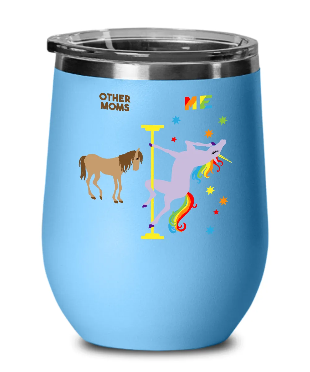 Gift For Mom Rainbow Unicorn Insulated Wine Tumbler 12oz Travel Cup