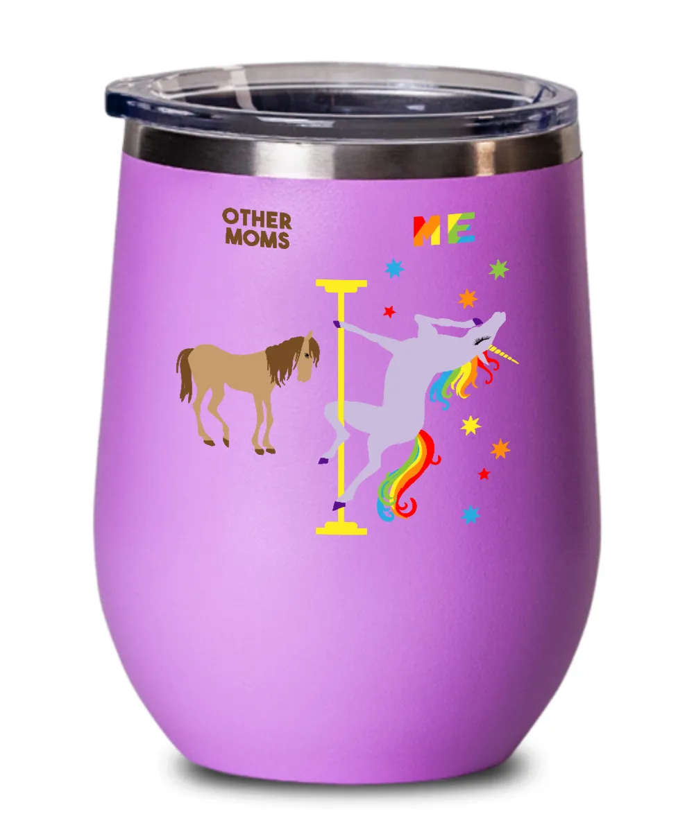 Gift For Mom Rainbow Unicorn Insulated Wine Tumbler 12oz Travel Cup