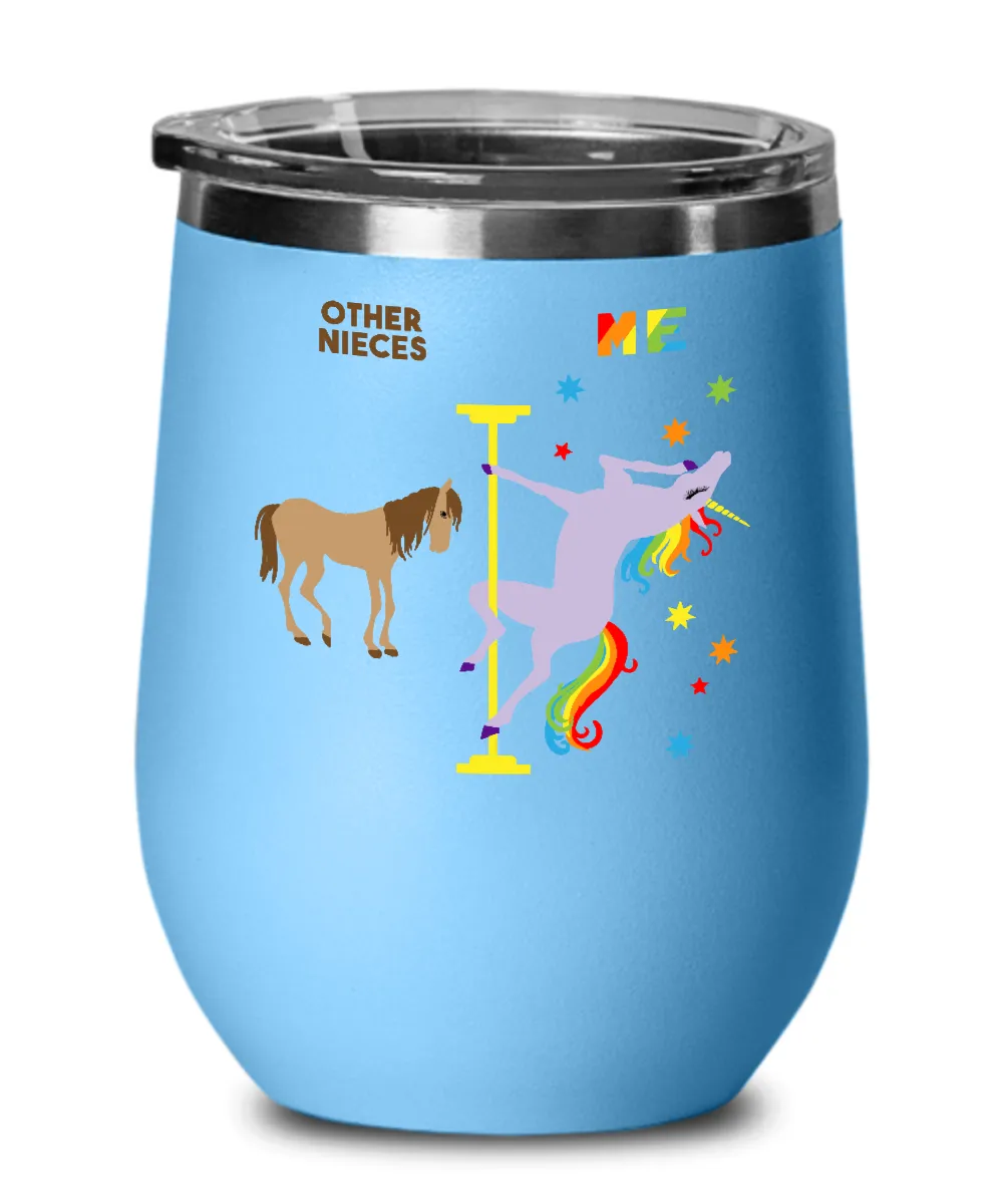 Gift For Niece Rainbow Unicorn Insulated Wine Tumbler 12oz Travel Cup