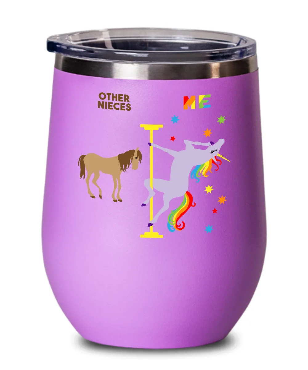 Gift For Niece Rainbow Unicorn Insulated Wine Tumbler 12oz Travel Cup