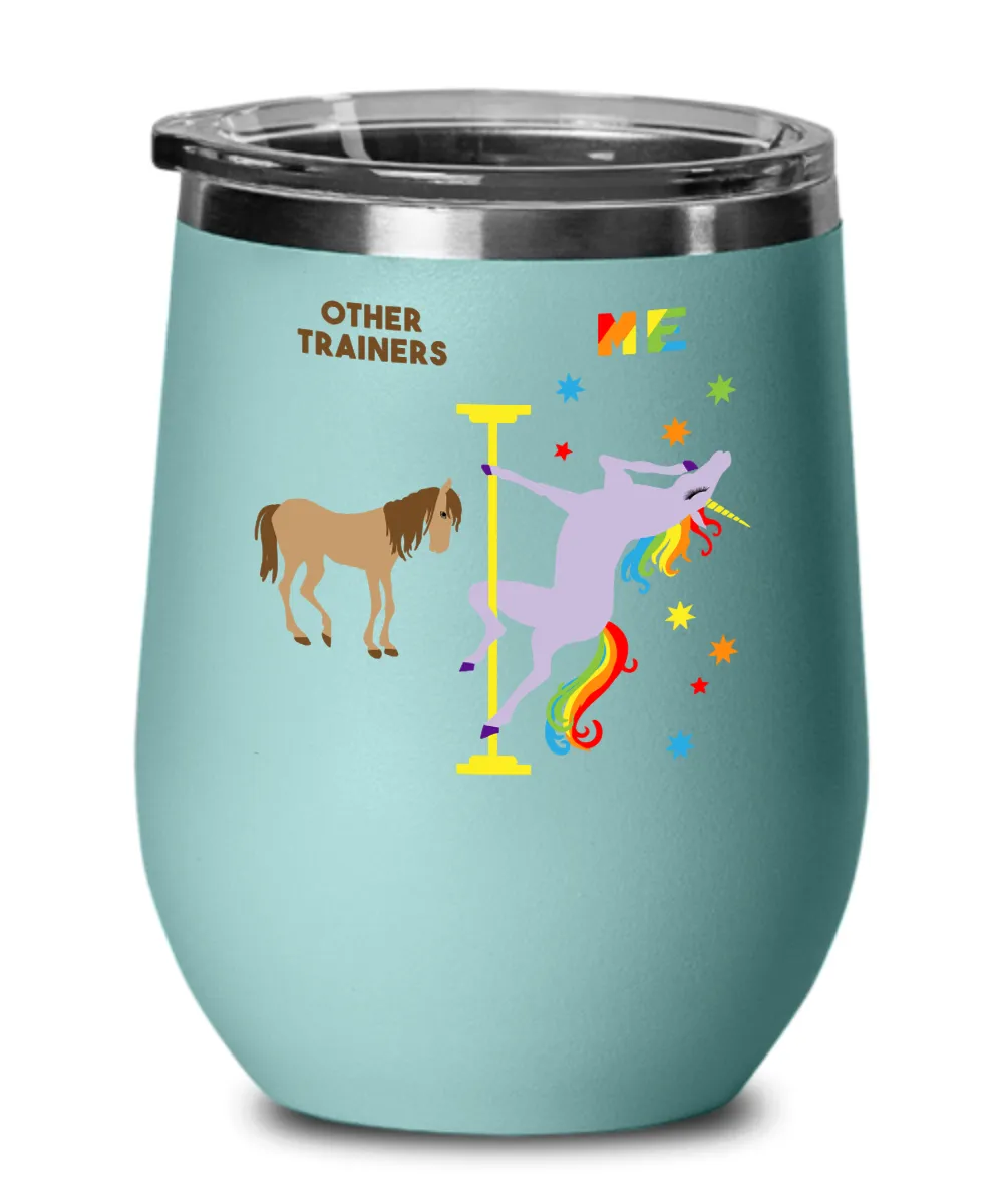 Gift For Trainer Rainbow Unicorn Insulated Wine Tumbler 12oz Travel Cup