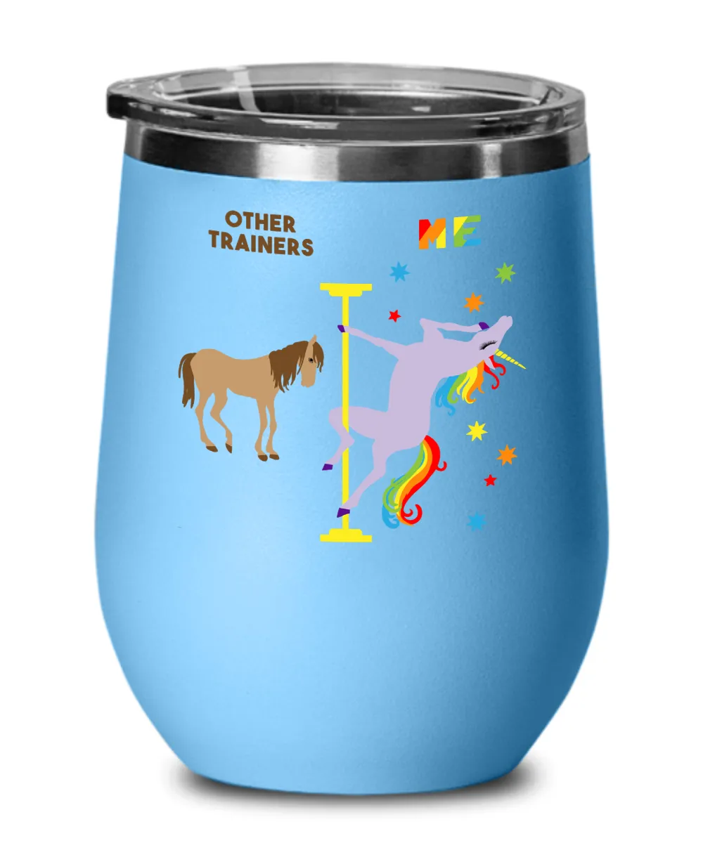 Gift For Trainer Rainbow Unicorn Insulated Wine Tumbler 12oz Travel Cup