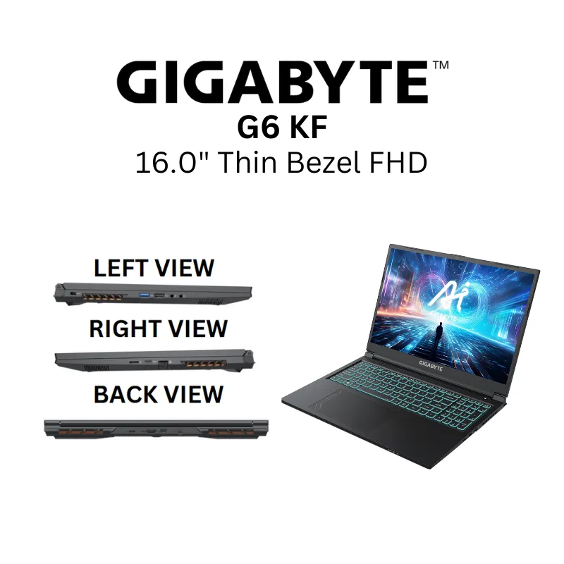 GIGABYTE G6 KF 16" FHD  165hz/ i7-13620H/ RTX 4060/ 1 TB SSD/ 16GB DDR5 4800