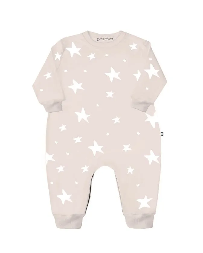 günamüna Fleece Jumpsuit Wonky Stars Blush (Min. of 2, multiples of 2)