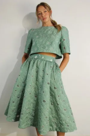 Gracie Mint Crop Top and Skirt Set
