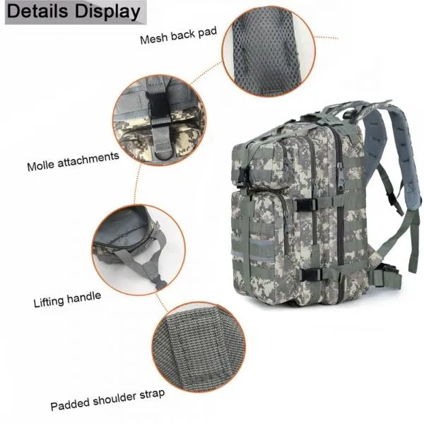 Gray Outdoor Military Rucksacks 1000D Nylon 30L Waterproof Tactical backpack Sports Camping Hiking Trekking Fishing Hunting Bags