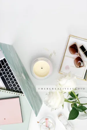 Green Marble Laptop and Desk Accessories