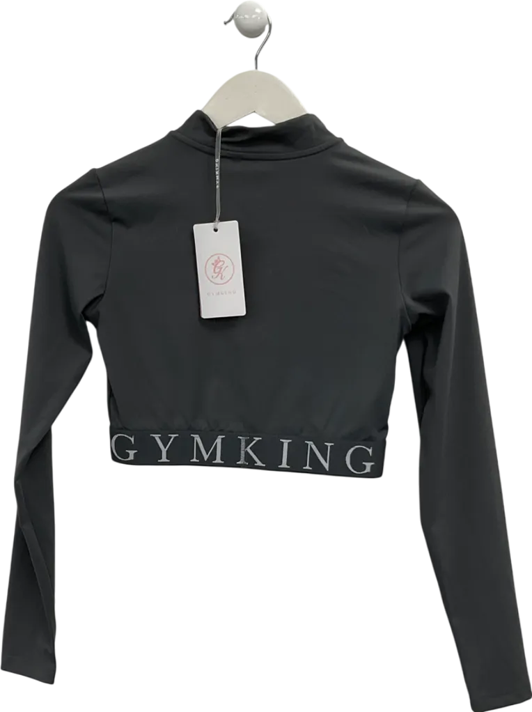 GYM KING Grey Impact 1/4 Zip Crop Top UK 8
