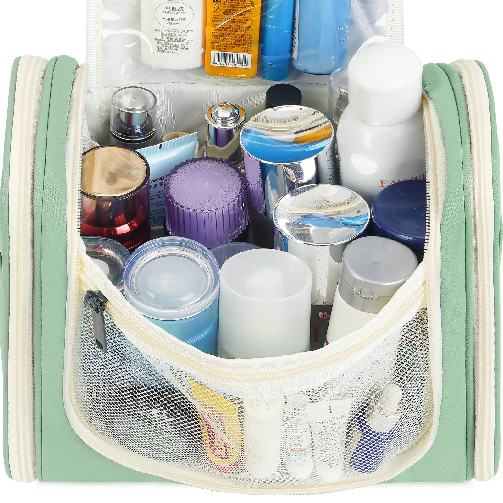 Hanging Toiletry Bag for Women Travel Makeup Bag Organizer Toiletries Bag for Cosmetics Essentials Accessories (Large, Spring Green)