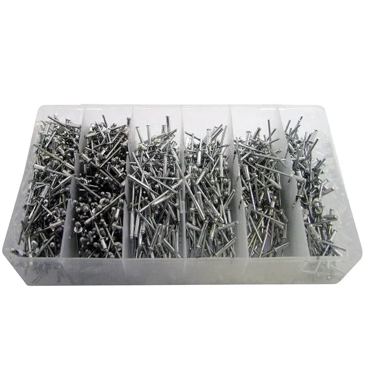 Heavy Duty Hand Rivet Gun 4 Head Nozzle Riveter Plus 1000 Assorted Pop Rivets