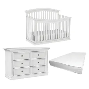 Helena convertible crib, baby double dresser and a mattress