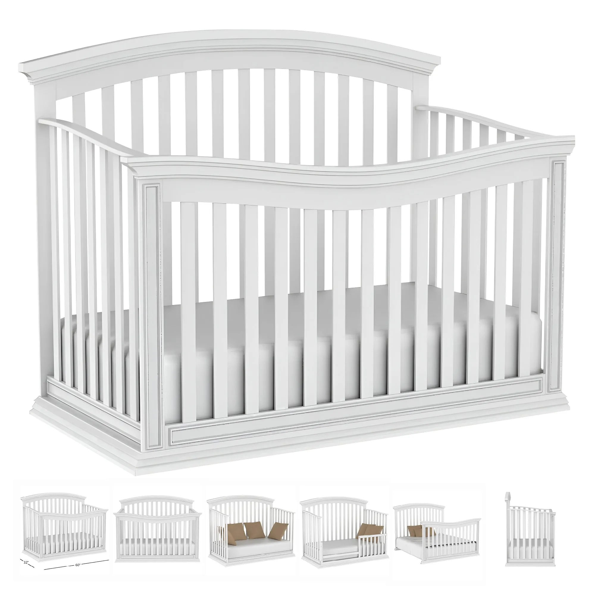 Helena convertible crib, baby double dresser and a mattress