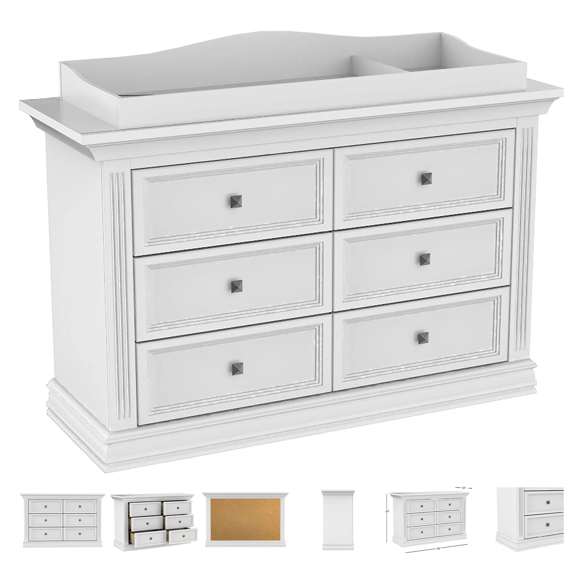 Helena convertible crib, baby double dresser and a mattress
