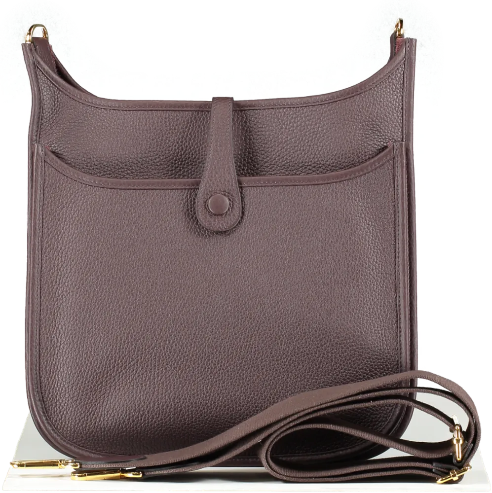 Hermès Rouge Sellier Chocolate Clemence Evelyne 29 Handbag with Gold Hardware BOX FRESH