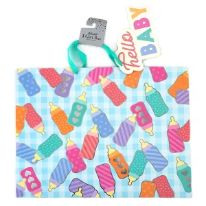 Horizontal Super Baby Bottles On Gingham Hot Stamp Gift Bag Bag