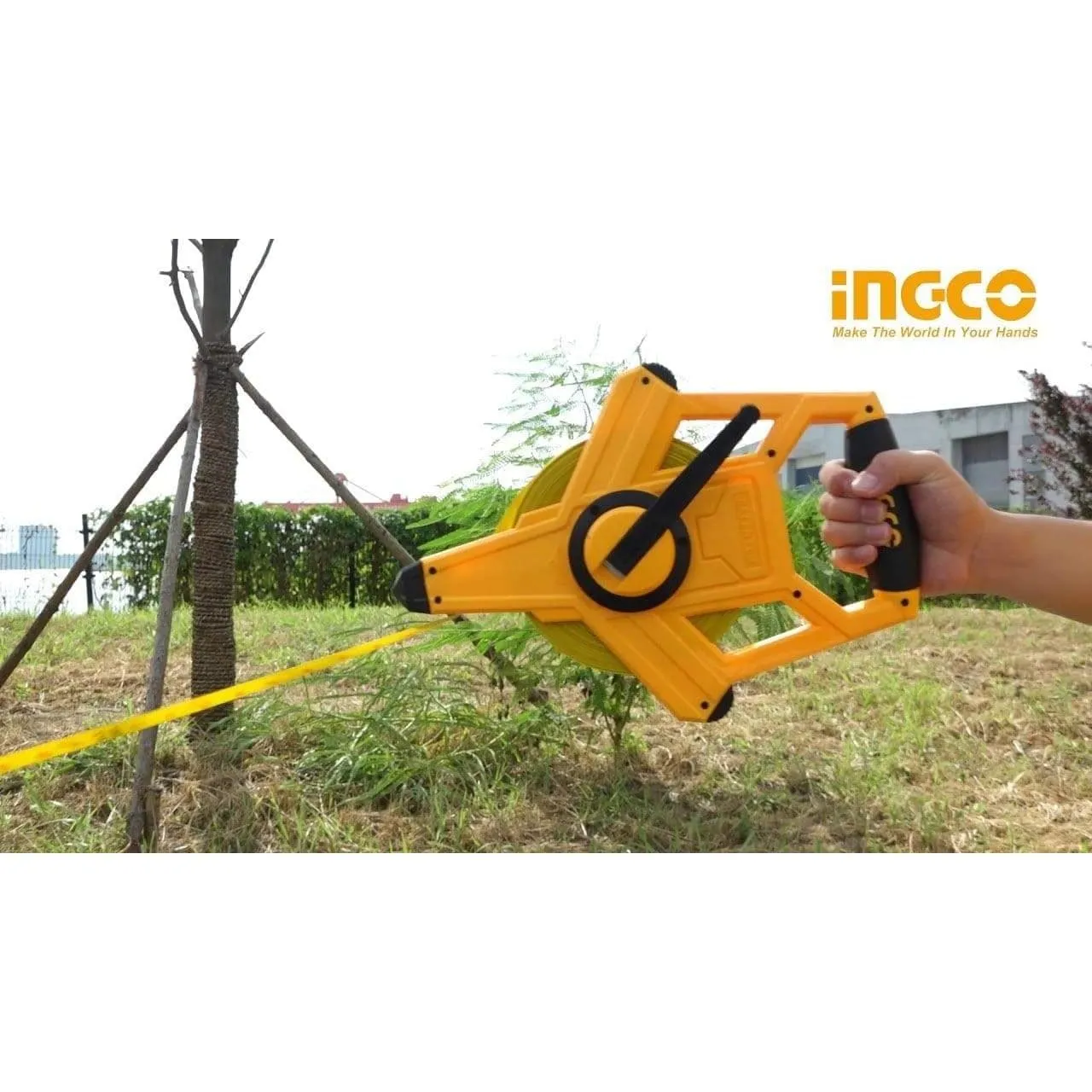 Ingco 50m x 12.5mm Fiber Glass Measuring Tape | Metric & Inch - HFMT8250