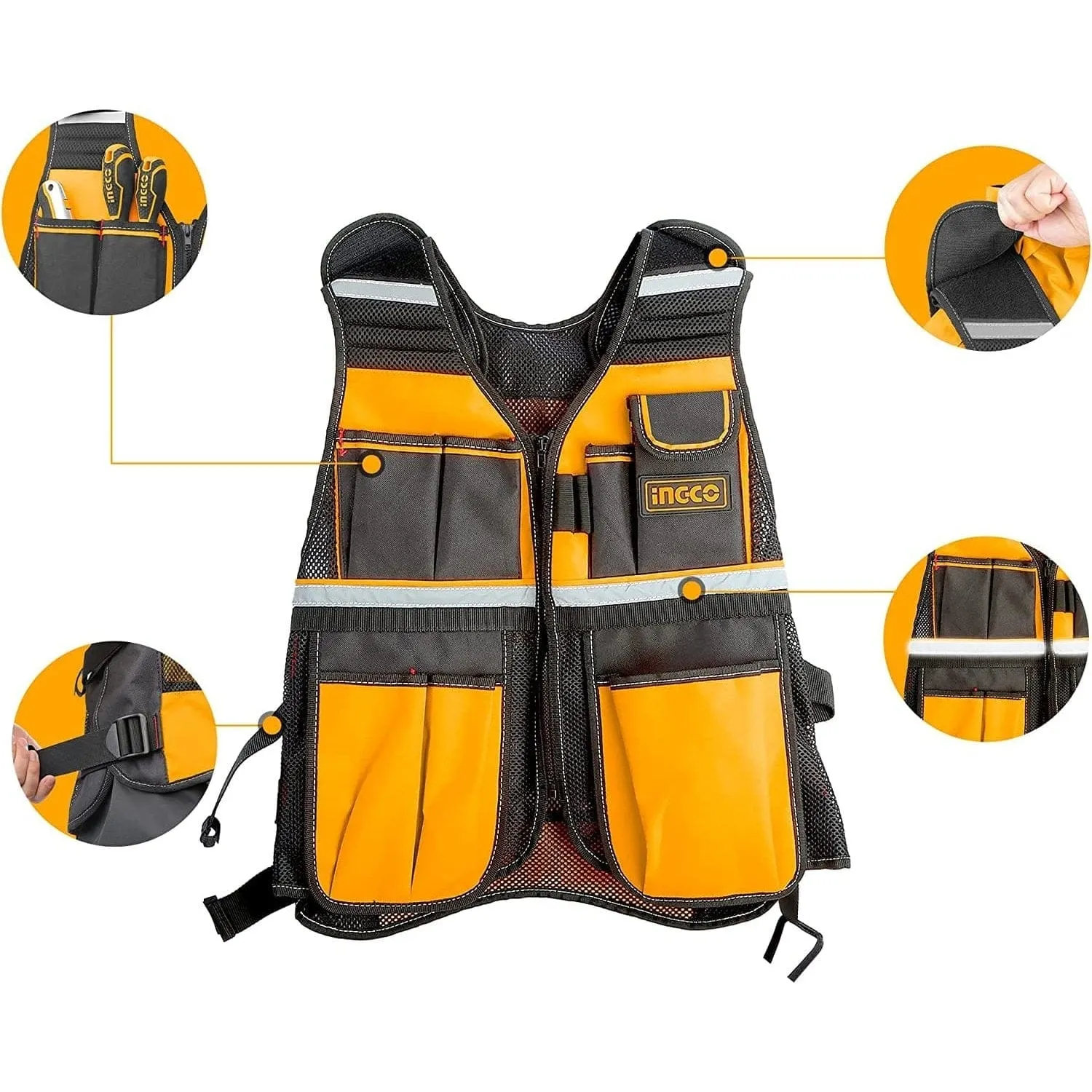Ingco Tool Vest with 7 Pockets & Adjustable Straps – HTVT0901