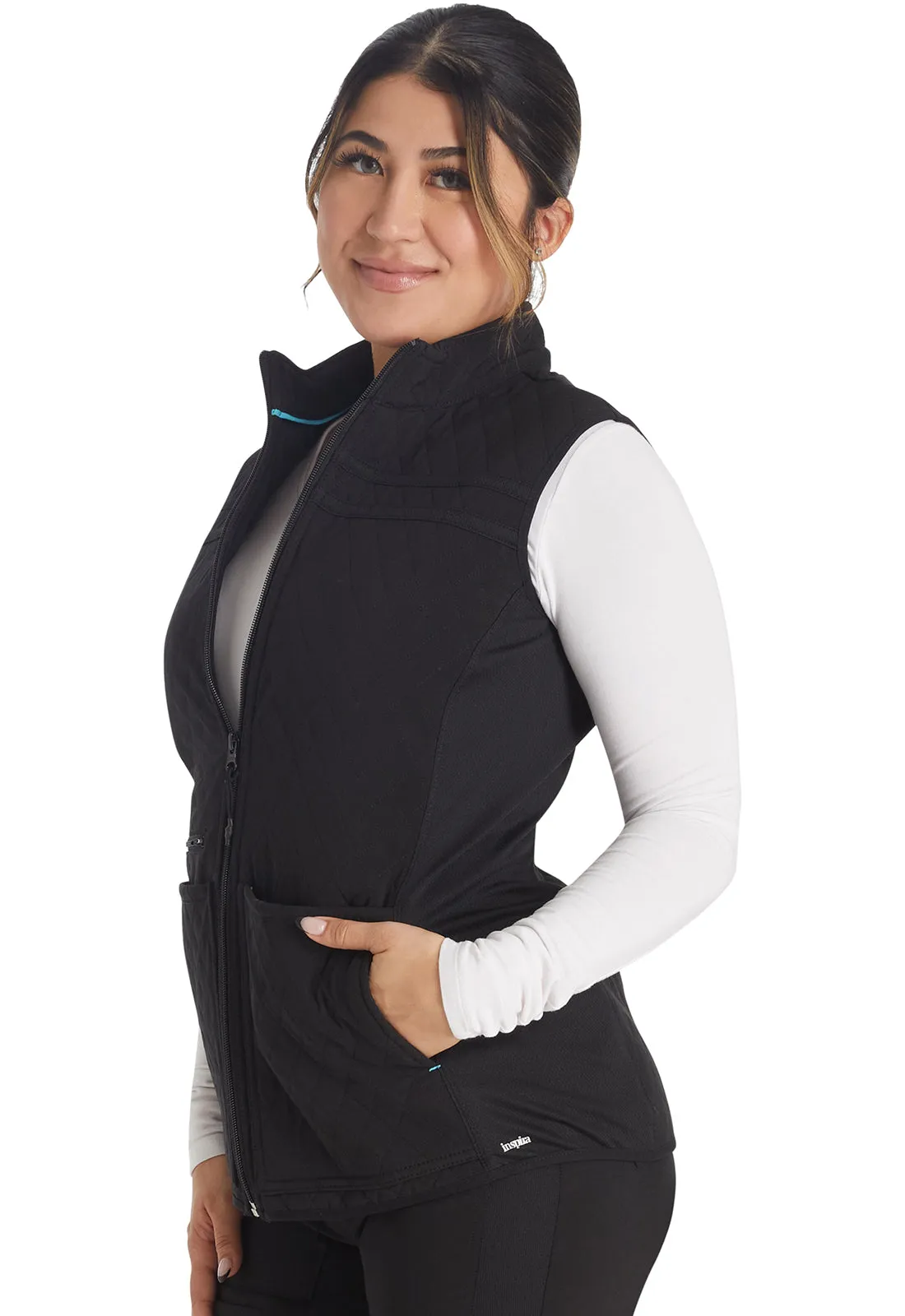 Inspira Flex IP306A Zip Front Quilted Vest Black