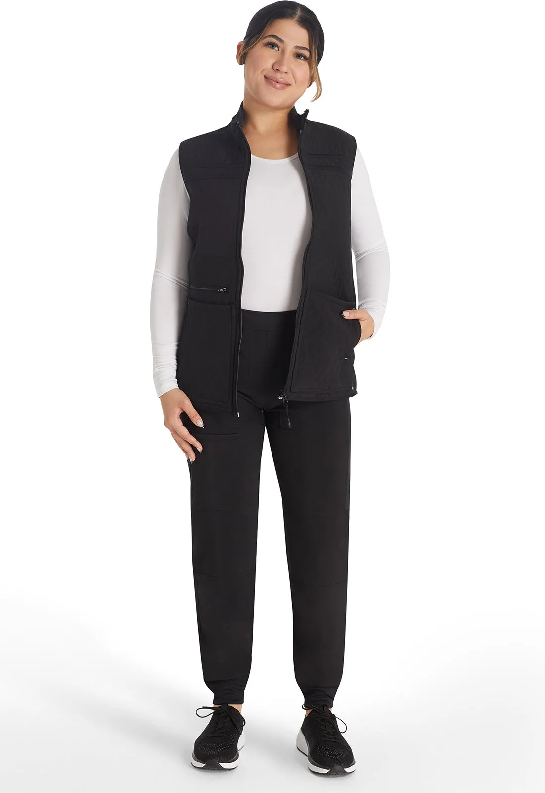 Inspira Flex IP306A Zip Front Quilted Vest Black