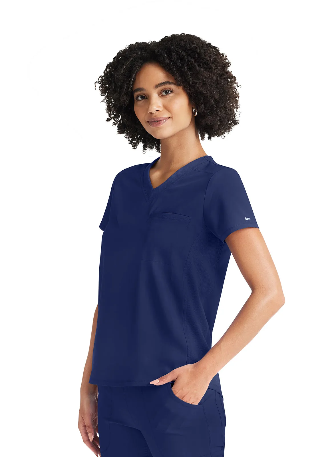 Inspira Flex IP600A V-Neck Tuckable Top Navy