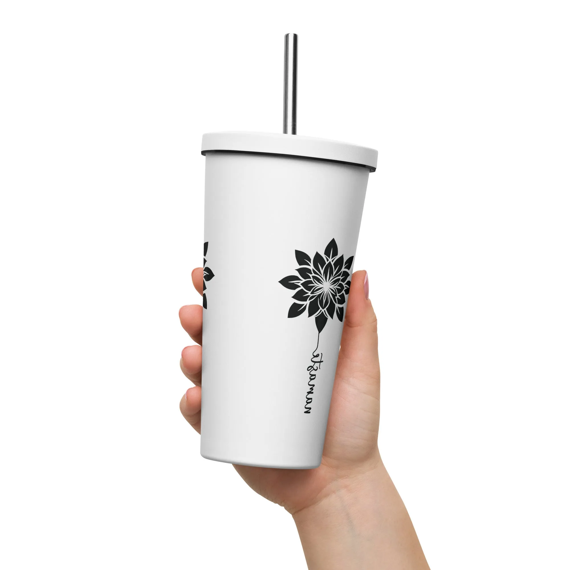 Insulated tumbler with a straw 20oz