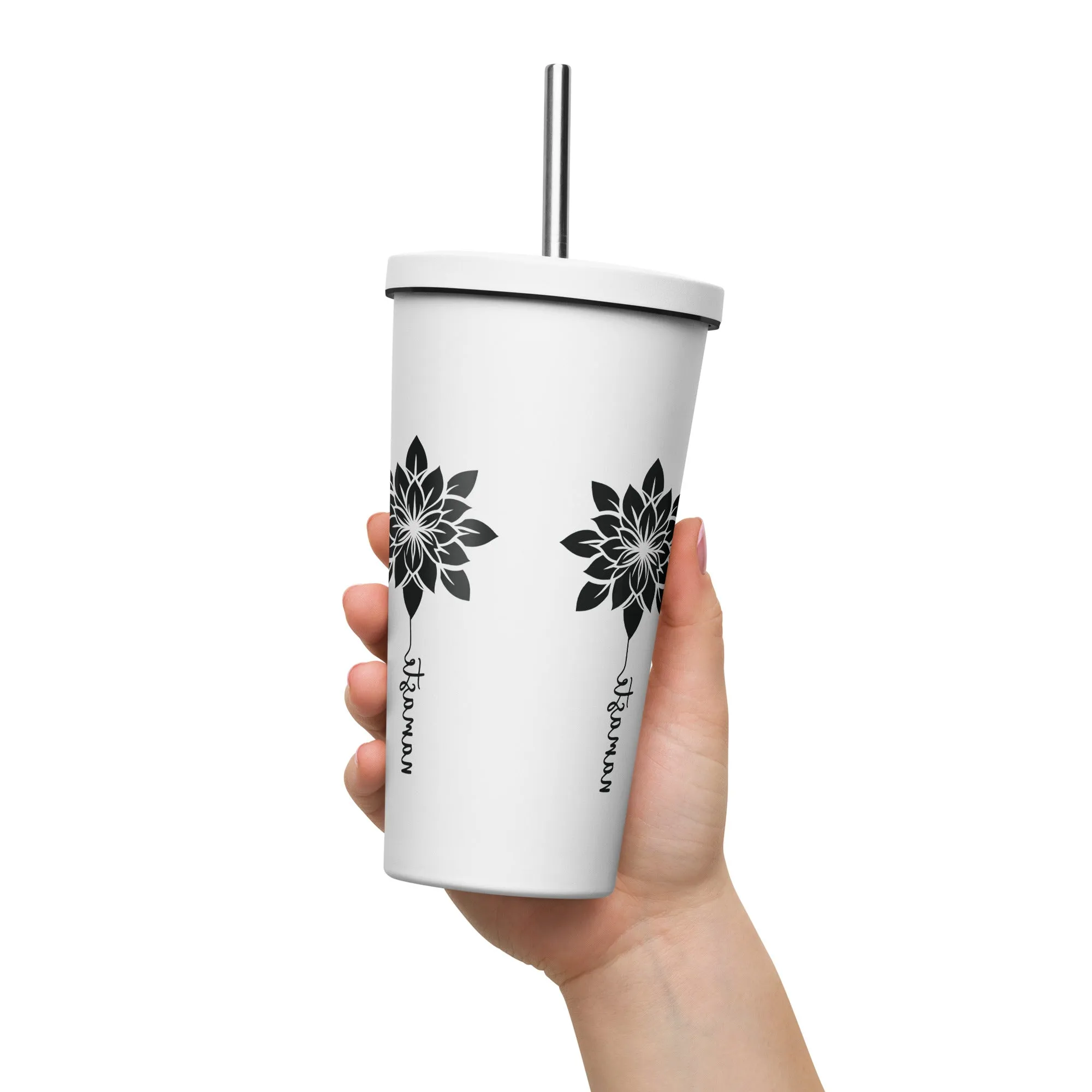 Insulated tumbler with a straw 20oz