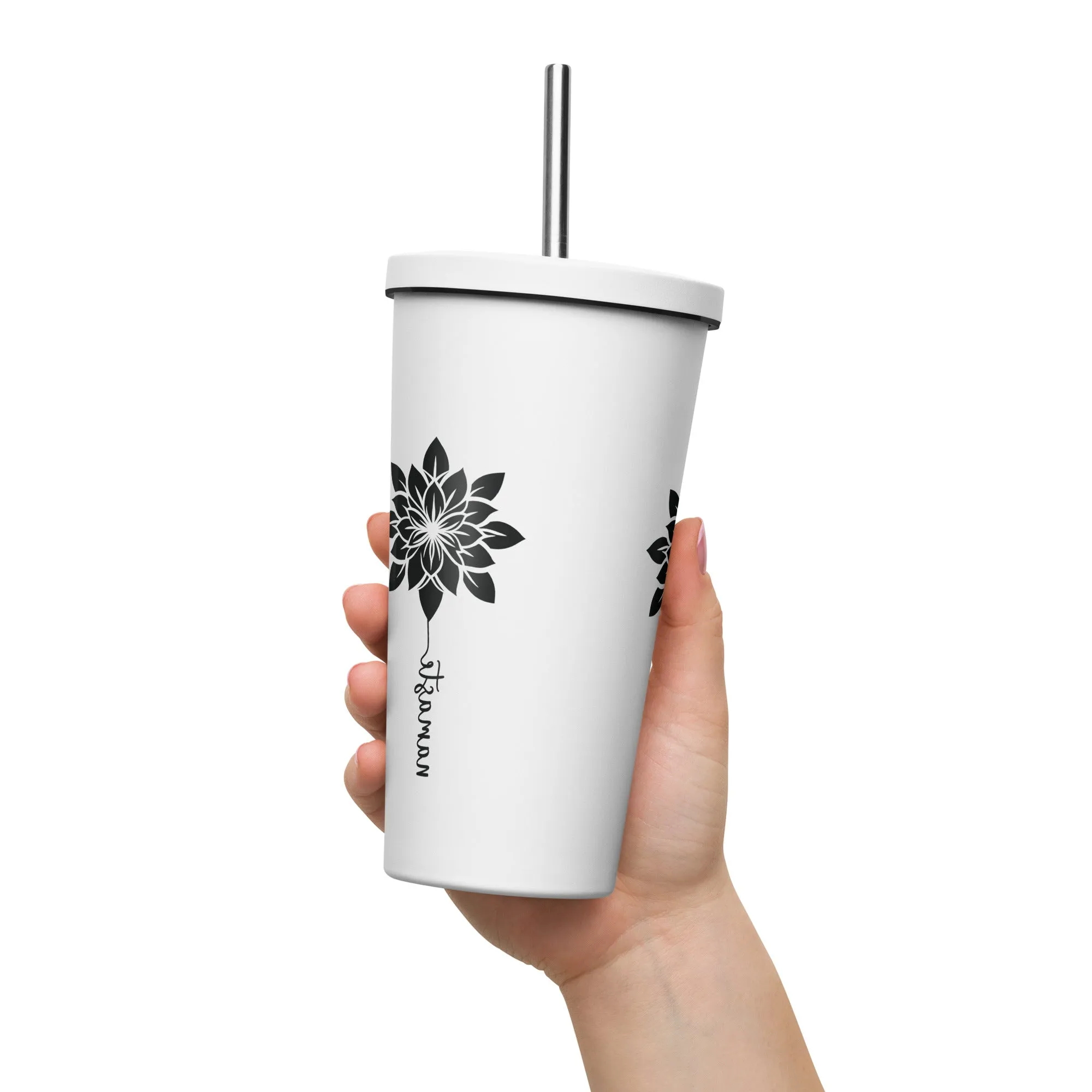 Insulated tumbler with a straw 20oz