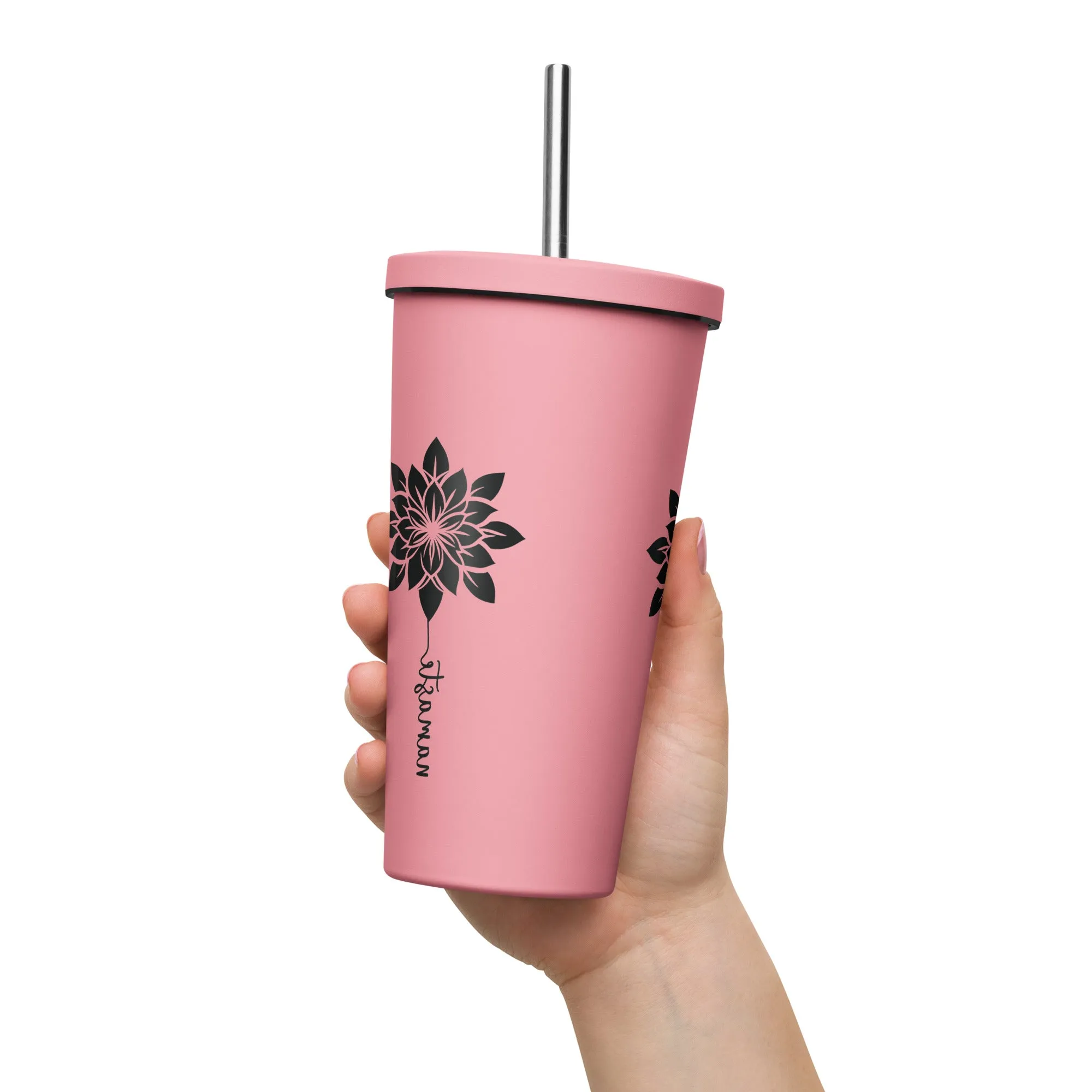 Insulated tumbler with a straw 20oz