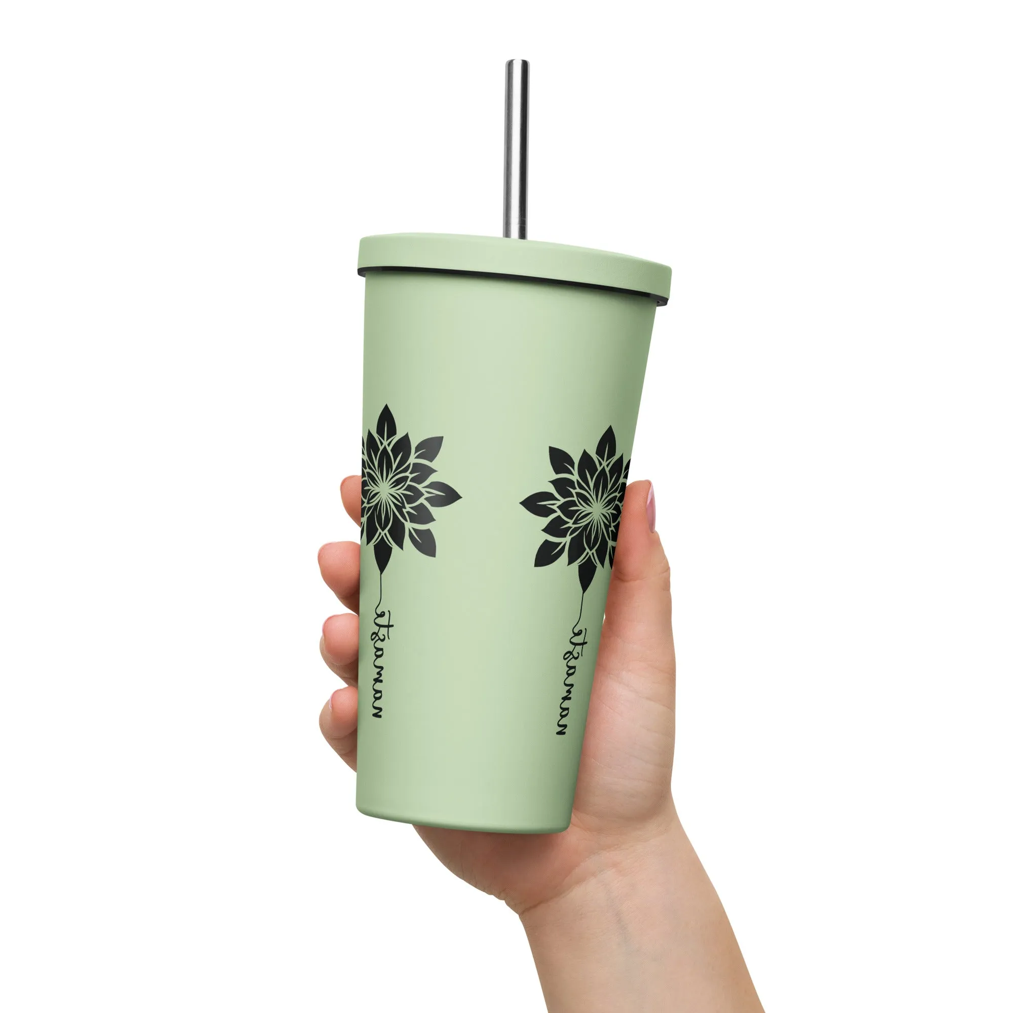 Insulated tumbler with a straw 20oz