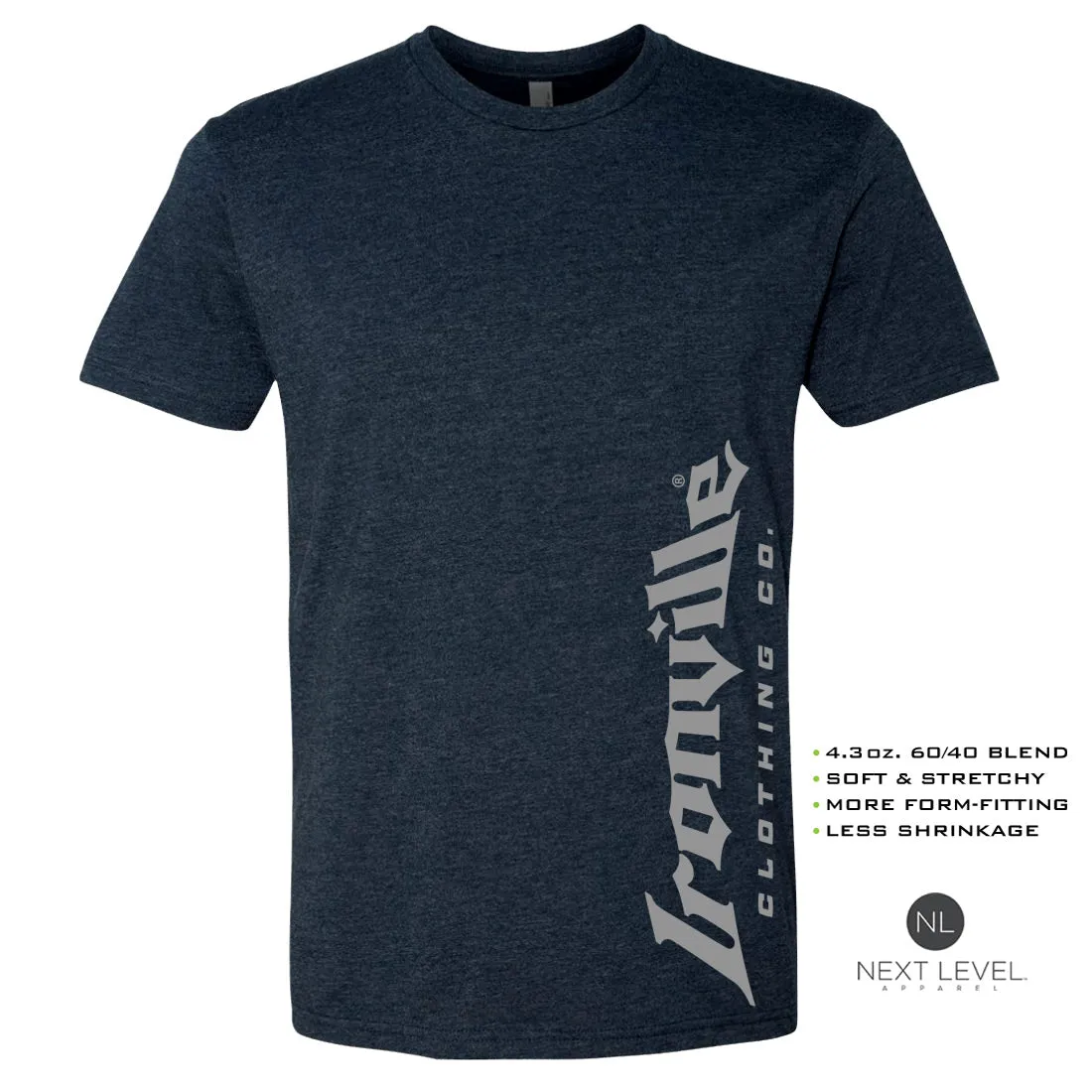 Ironville GRAY VERT LOGO Soft-Blend Fitted Gym T-shirt