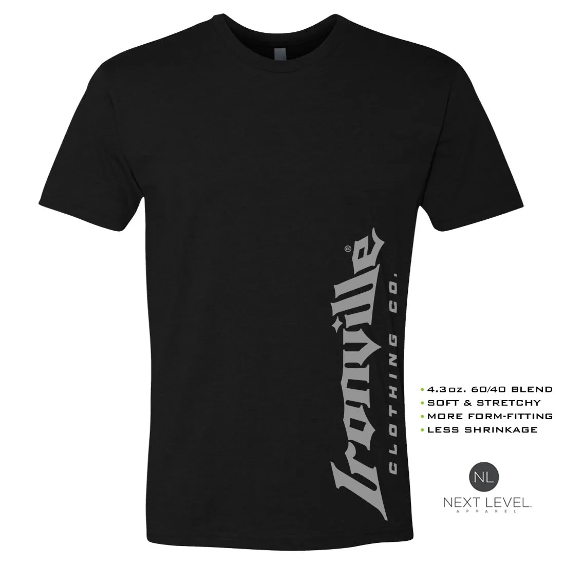 Ironville GRAY VERT LOGO Soft-Blend Fitted Gym T-shirt