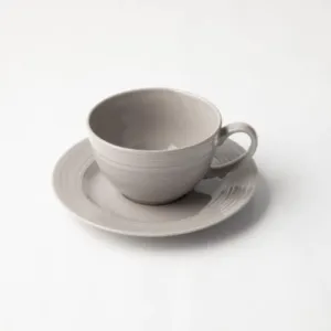 Jenna Clifford Embossed Lines Cup & Saucer 200ml Light Grey