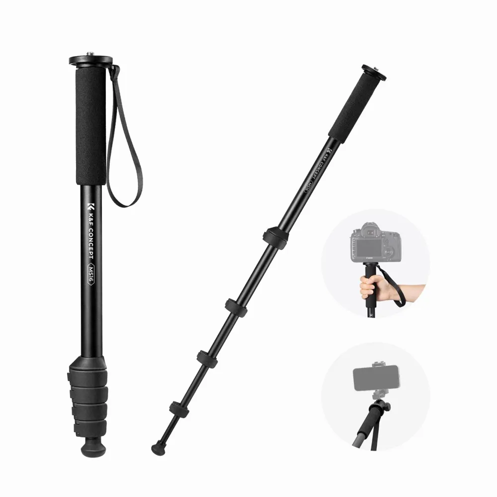 K&F Concept KF09.138 Camera Monopod 5-Section Height Aluminum Monopod with Metal and Rubber MS16