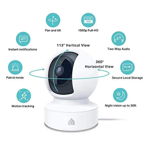 Kasa Indoor Pan/Tilt Smart Security Camera, 1080p HD Dog Camera 2.4GHz with Night Vision, Motion Detection for Baby and Pet Monitor, Cloud & SD Card Storage, Works with Alexa & Google Home (EC70)
