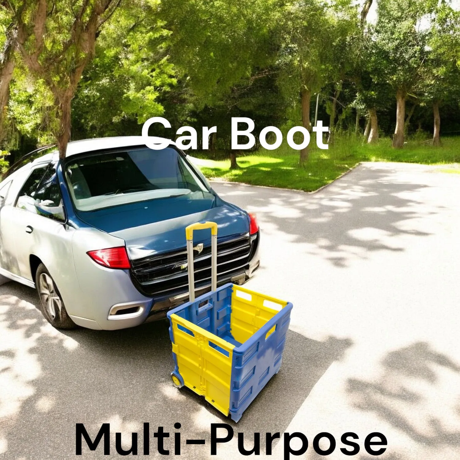 Large Folding Shopping Trolley Cart Foldable Rolling Car Boot Storage Box 40kg